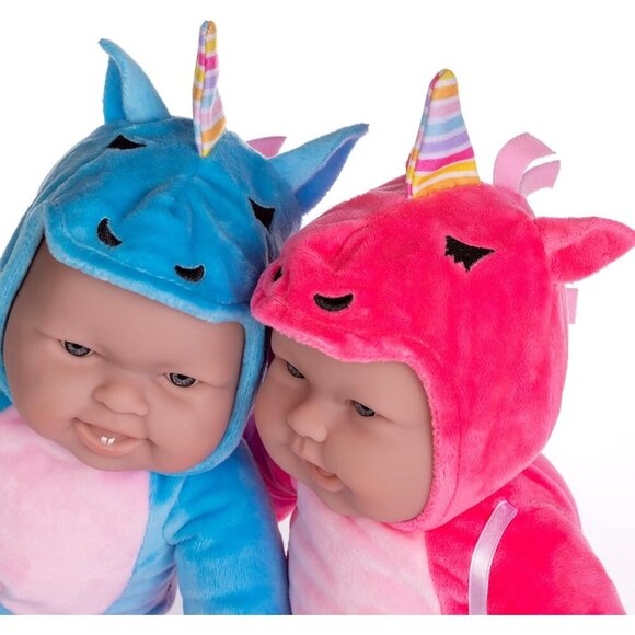 🆕12Inch Unicorn Twins Newborn Dolls with Soft Cloth Body Brown Skin Twins - Picture 8 of 8
